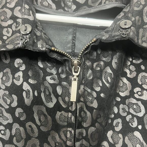 TONI MORGAN Women’s Black Cheetah Print Jacket Size Small Shoulder Pads Vintage - Picture 7 of 15